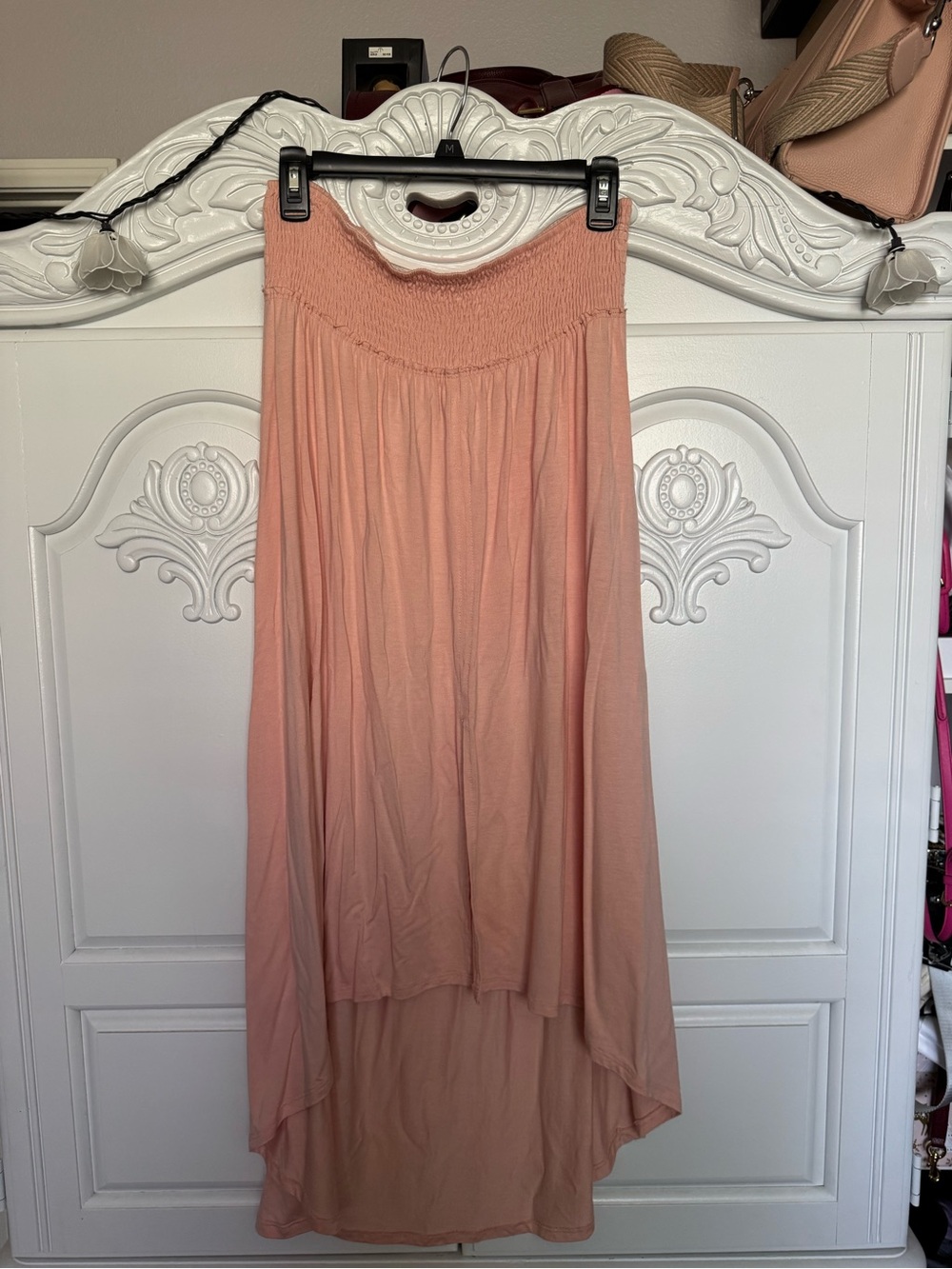 Smocked Waist Peach High-Low Skirt